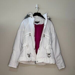 Dollhouse White Puffer Jacket with Pink Lining Girl’s L